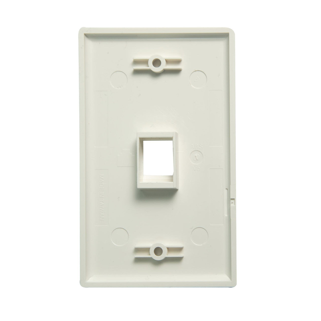 DYNAMIX Single Port Face Plate for RJ45 110 Keystone Jacks. NOTE Jack pins at top of plate when installed vertically - on side when installed horizontally.