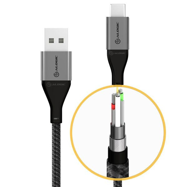 Alogic Super Ultra Usb 2.0 Usb-C To Usb-A Cable - 1.5M - 3A/480Mbps - Space Grey