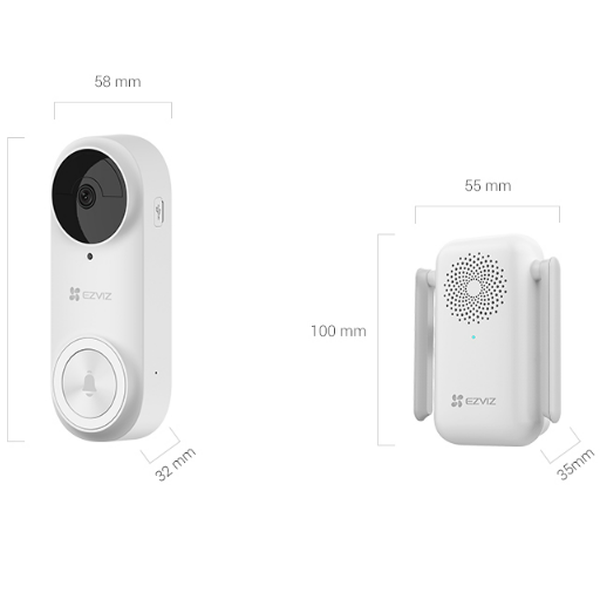 Ezviz Db2 Pro 5Mp Wireless Video Doorbell Camera And Plug In Chime With Two Way Talk, Pir Motion And Smart Human Detection