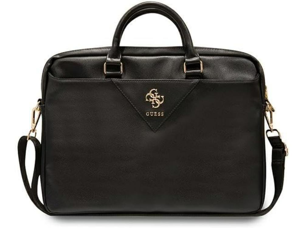 Guess Grained PU Laptop Bag 15/16-inch - Black/4G Logo
