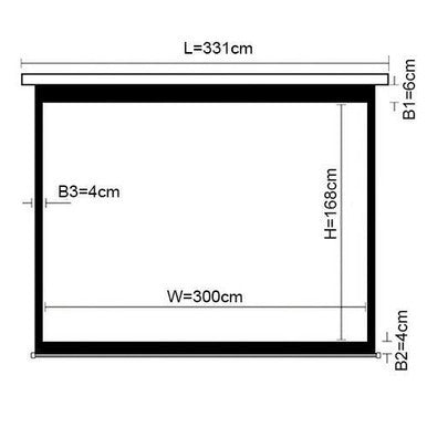 BRATECK 135'' Electric Projector Screen with Remote, Fiberglass Matte White Fabric. 16:9 aspect Ratio. 3m x1.68m (WxH). Wall or Ceiling mounted. PSAA135