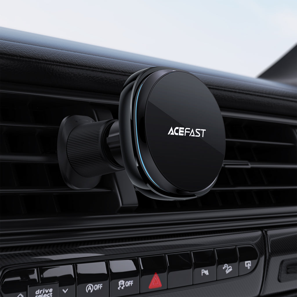 Acefast 15W Magnetic Wireless Charging Air Vent Phone Holder w/ Ring Light, Cooling Vents (D31)