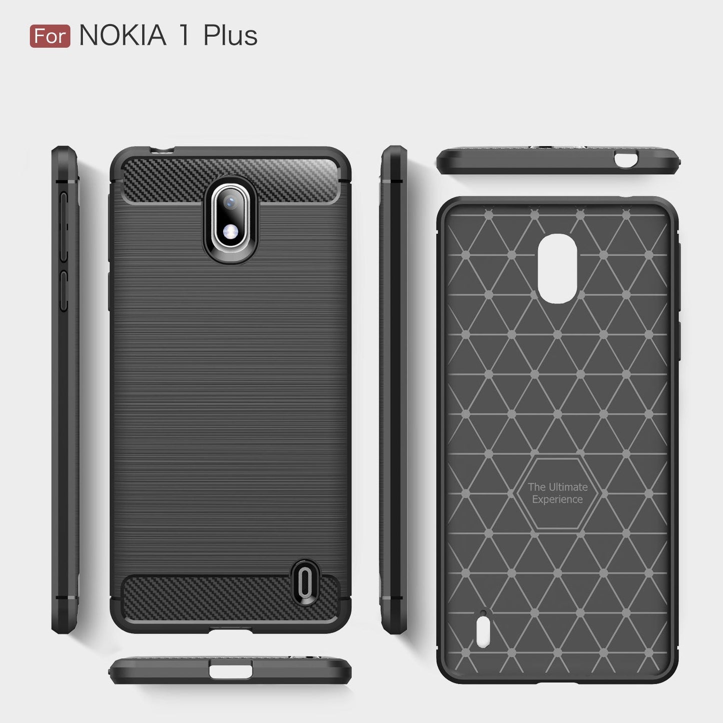 Nokia 1 Plus Carbon Fibre Case Black