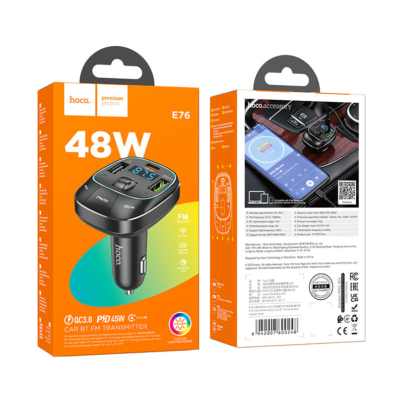 Hoco 45W FM Car Kit with PD+QC (E76)