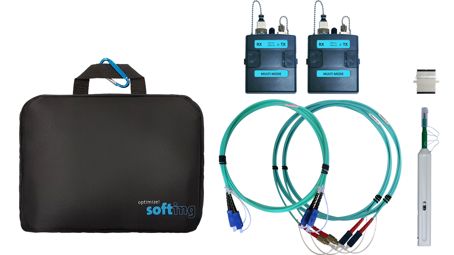 FIBERXPERT Multimode Fiber Adapter 850/1300nm Testing Kit. Includes 2x MMEF Adapters with LC & FC interfaces, 2x FC-LC Modally Transparent, 2x LC-LC Simplex Cord. *Bought in to Order - 14 Day Lead