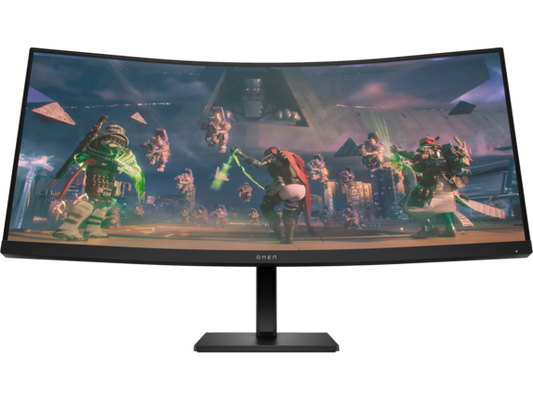 Hp Omen34C 34'' 3440X1440 Wqhd 21:9 1Ms 165Hz Va Freesync Prem Hdr 2X Hdmi Dp Spkrs Curved Gaming Monitor 3Yrs Wty
