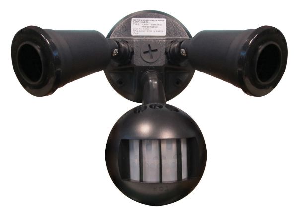HOUSEWATCH Twin Spot Sensors E27. IP44. 12m Detection Range. LUX Setting up to 2000L - Passive IR - Wall/Ceiling Mountable - Includes Stainless Steel Screws - Pre-wired -