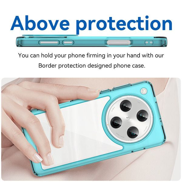 A stylish, turquoise phone case offering sturdy protection, held in a hand while showcasing its sleek design.