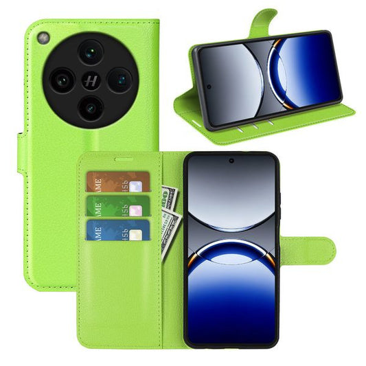 Green wallet case for smartphone, features card slots and a kickstand, stylish design perfect for everyday use.