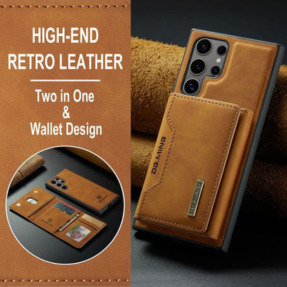 High-end retro leather phone case with wallet design in tan, showcasing a two-in-one functionality.