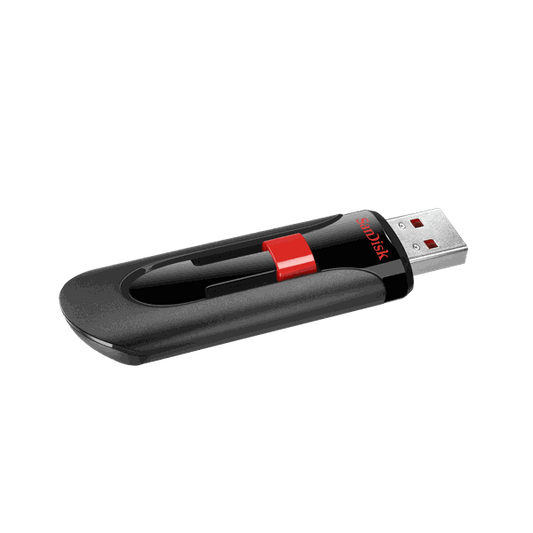 Sandisk Cruzer Glide Usb Flash Drive, Cz60 64Gb, Usb2.0, Black, Retractable Design, 5Y