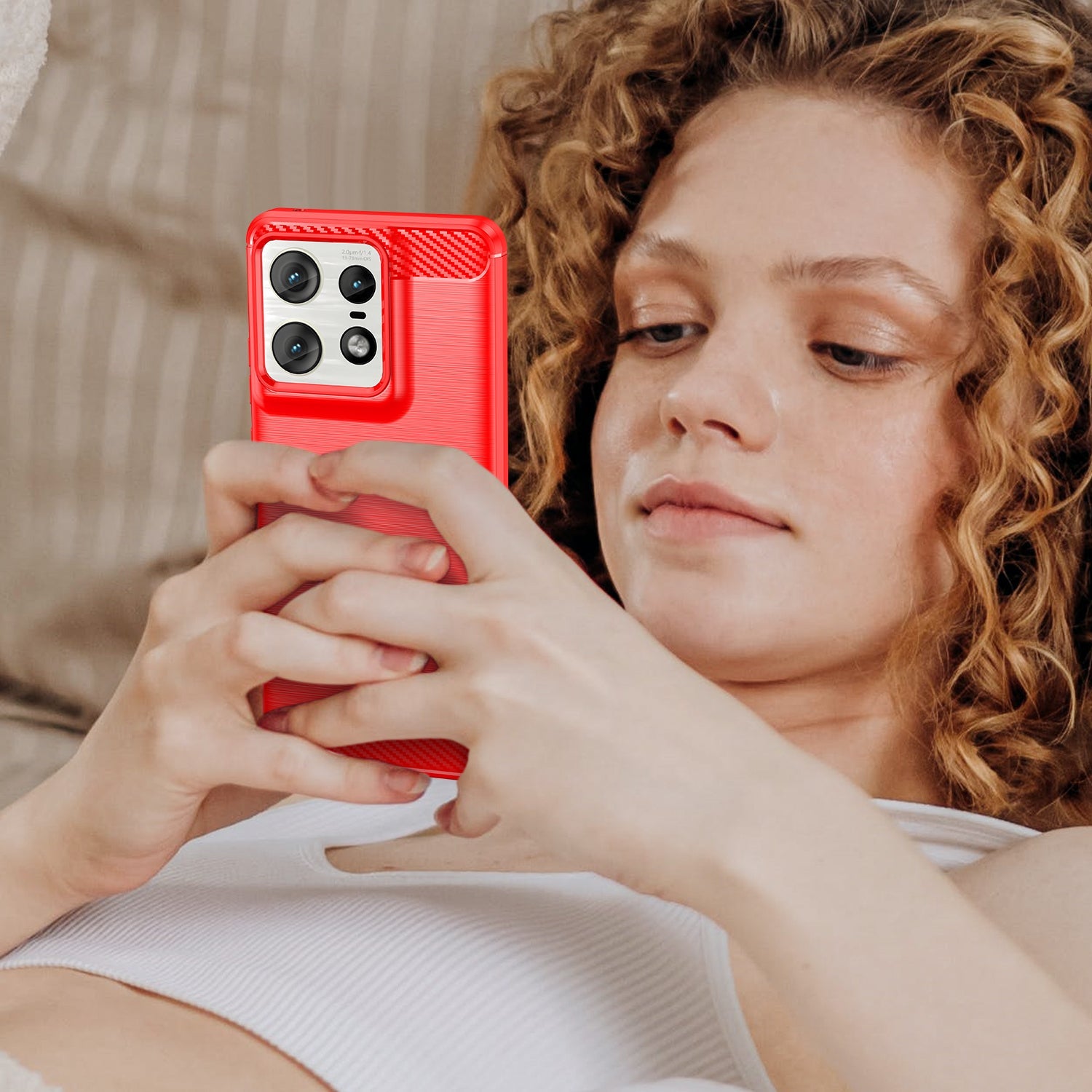 Moto Edge 50 Pro Carbon Fibre Case [Red]