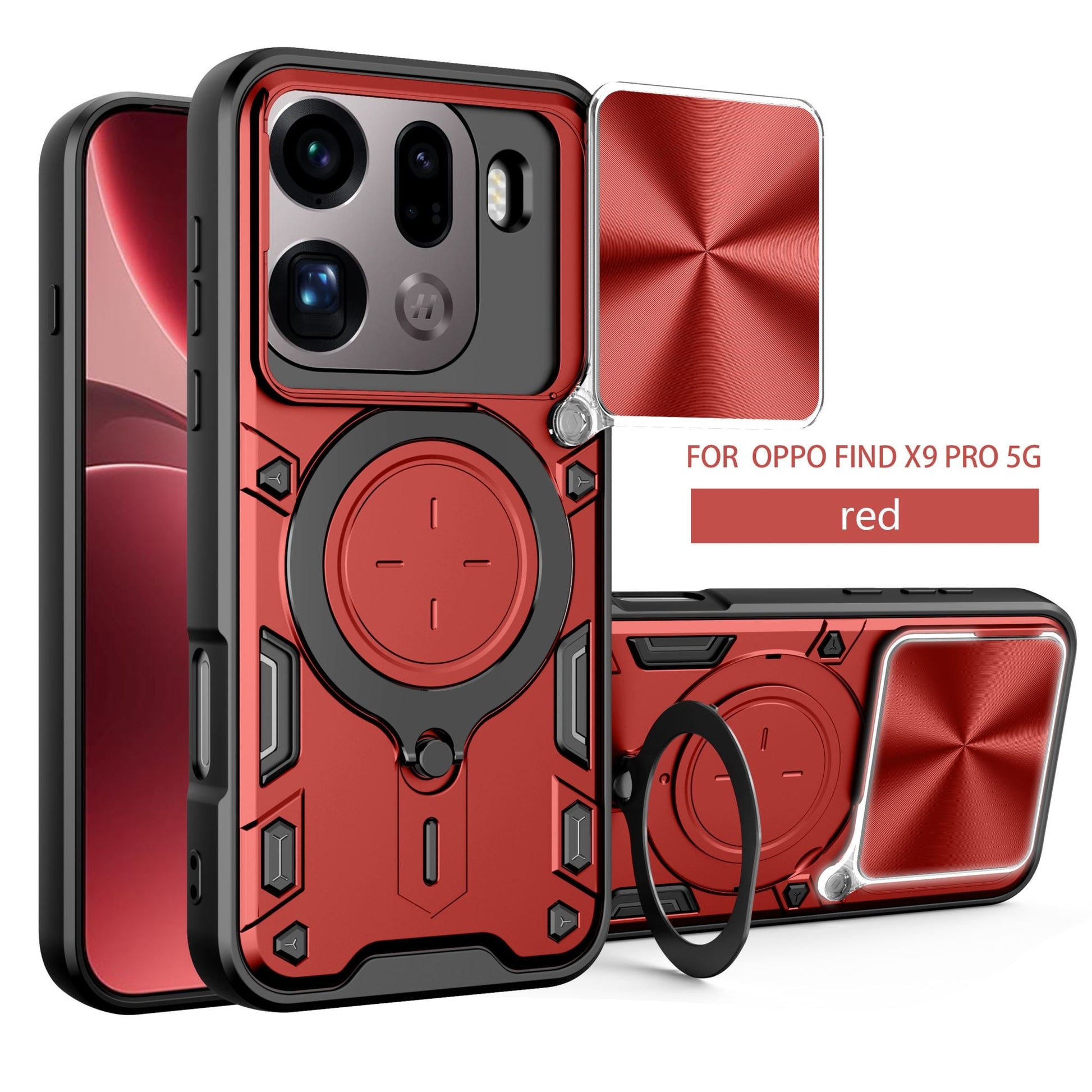 Oppo Find X9 Pro Ring Kickstand Case [Red]