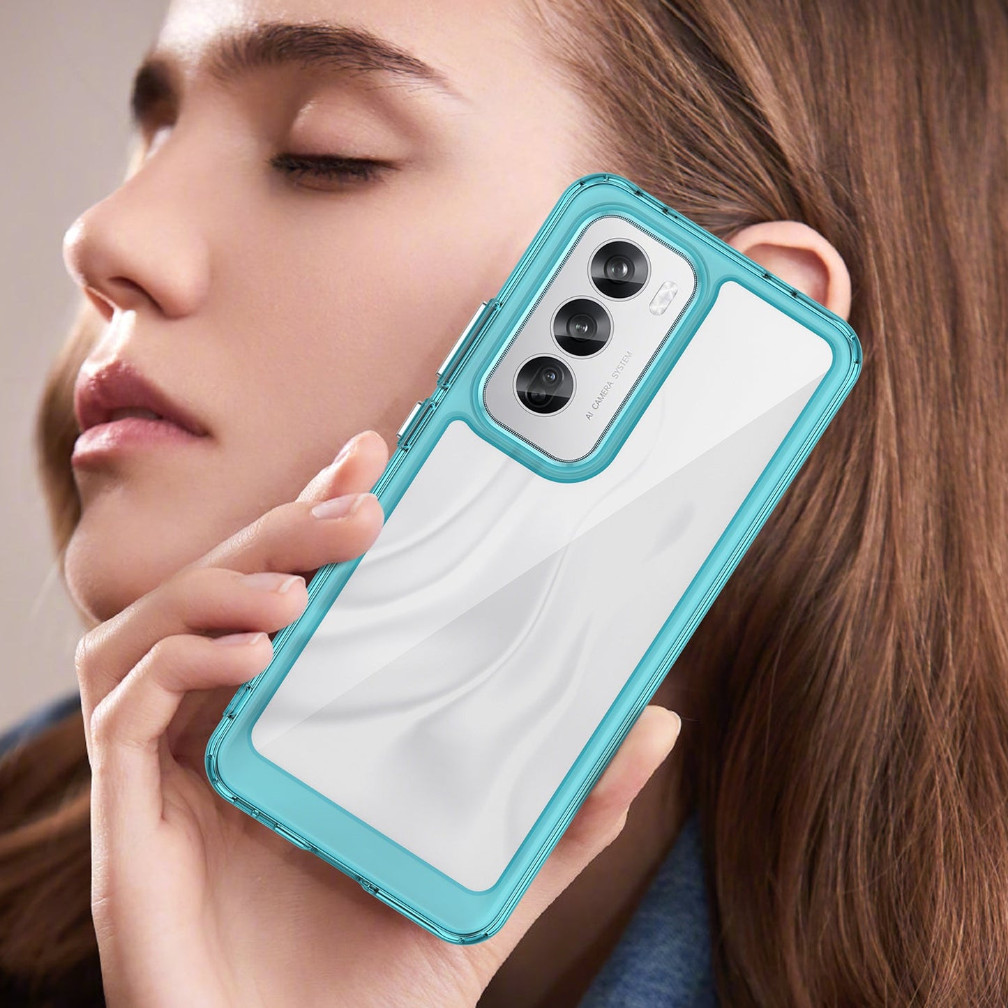 Oppo Reno 12 Soft Gel Bumper Case [Clear Blue]