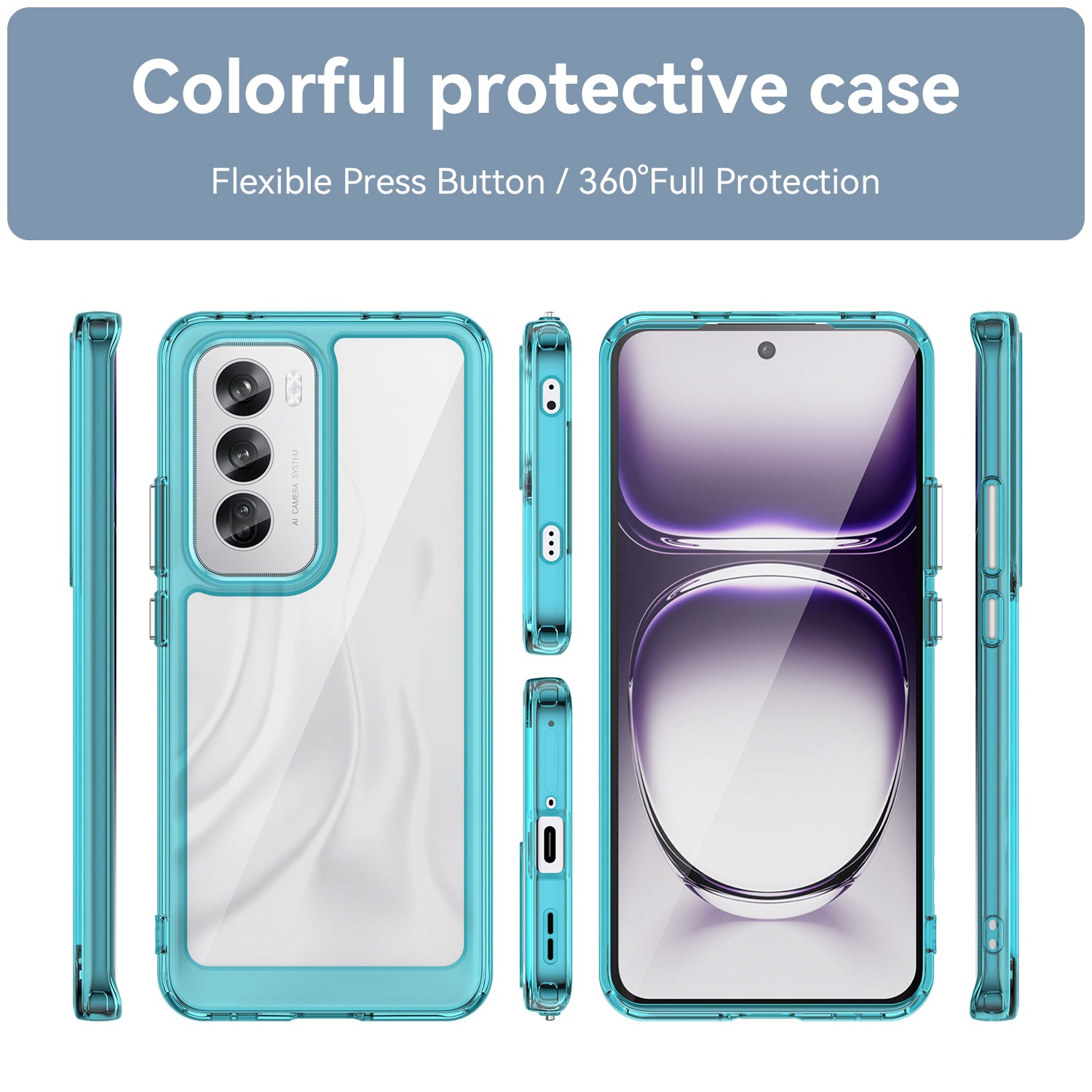 Oppo Reno 12 Soft Gel Bumper Case [Clear Blue]