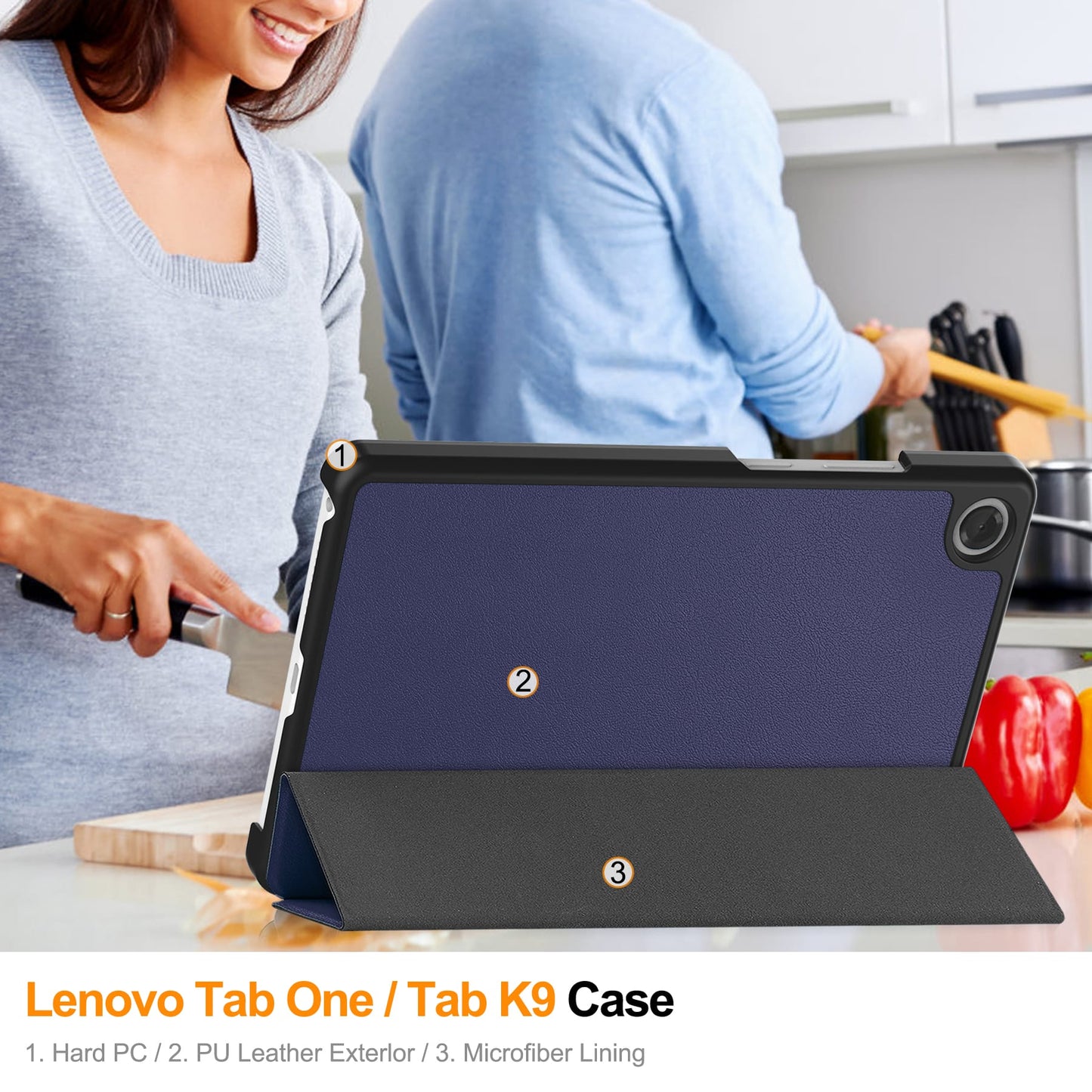 Lenovo Tab One 8.7" Tri-fold Pu Case [Navy]