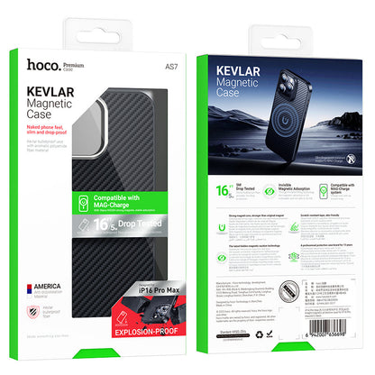 Hoco 5M Drop Tested Premium Magnetic Case w/ Kevlar Bulletproof Material, Hidden Magnets (AS7) [iPhone 16 Pro Max]