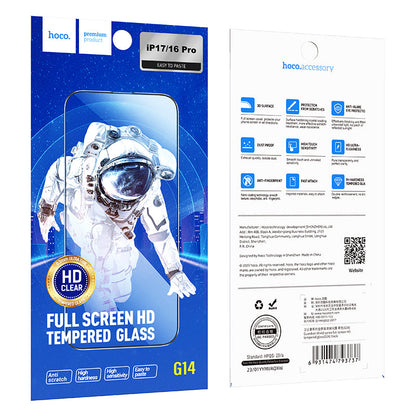 Hoco Full Screen HD Glass Screen Protector (G14) - [ iPhone 17 / 16 Pro (Compatible) ]