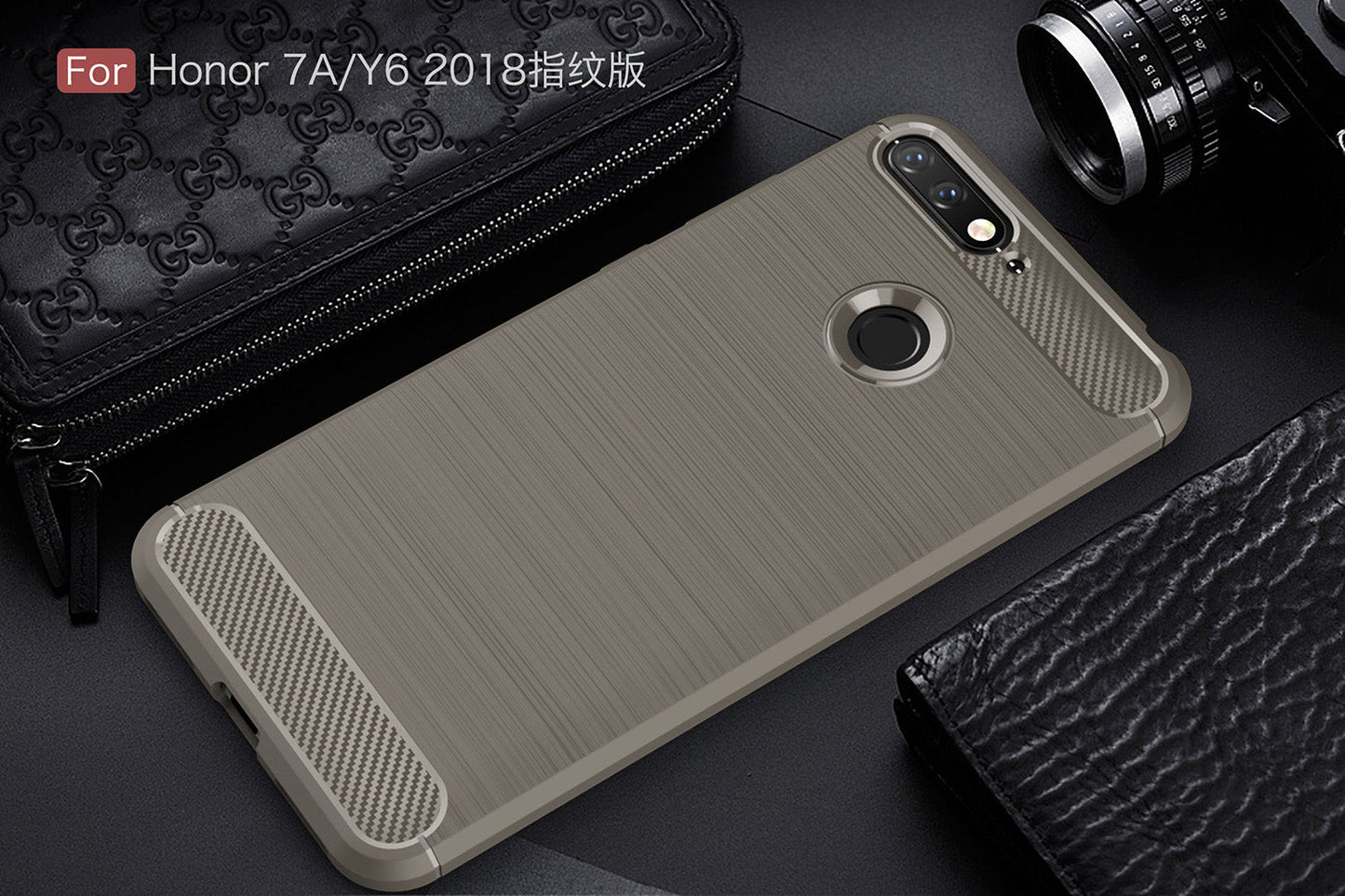 Huawei Y6 2018 Carbon Fibre Case Grey