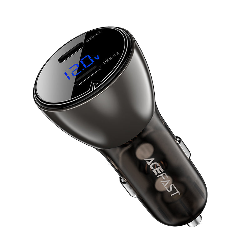 Acefast 60W Dual USB-C Super Fast Car Charger w/ Digital Display, Transparent Body (B10)