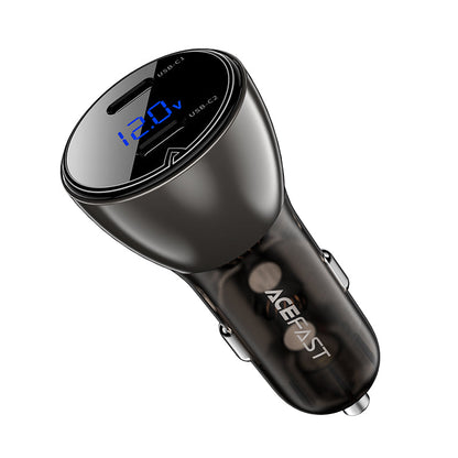 Acefast 60W Dual USB-C Super Fast Car Charger w/ Digital Display, Transparent Body (B10)