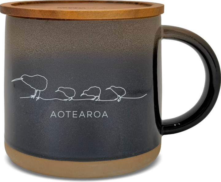 Moana Road Glazed Ceramic Mug - Kiwi [ Black - 2735 ]