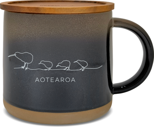 Moana Road Glazed Ceramic Mug - Kiwi [ Black - 2735 ]