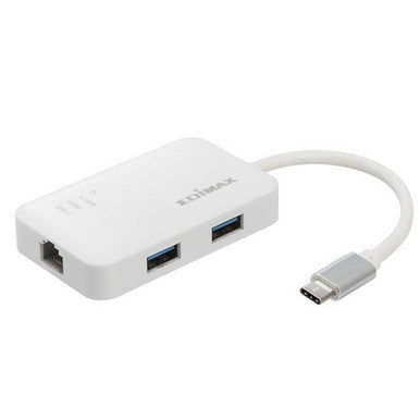 EDIMAX 2-in-1 USB 3.0 Multi-Port Ethernet Hub with USB-C Connector. 3x USB-A 3.0 Ports, 1x RJ45 Gigabit Lan Port. Portable, Lightweight Design. Supports Plug & Play. Supports Win/Mac