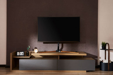 BRATECK 49-70" Stylish Tabletop TV Stand with V-shapped Base. Includes Anti-slip Rubber Pads. Weight Capacity Up to 40Kgs. Easy Snap Lock Assembly. Bulit-in Cable