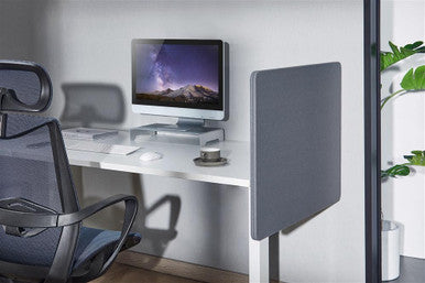 BRATECK .75m Desktop Privacy Panel with 2x Heavy-Duty Clamp. Felt Surface to Reduce Office Noise. Screen Dims 750x600x20mm. Grey Colour. Pair with TP18075 or TP18075L