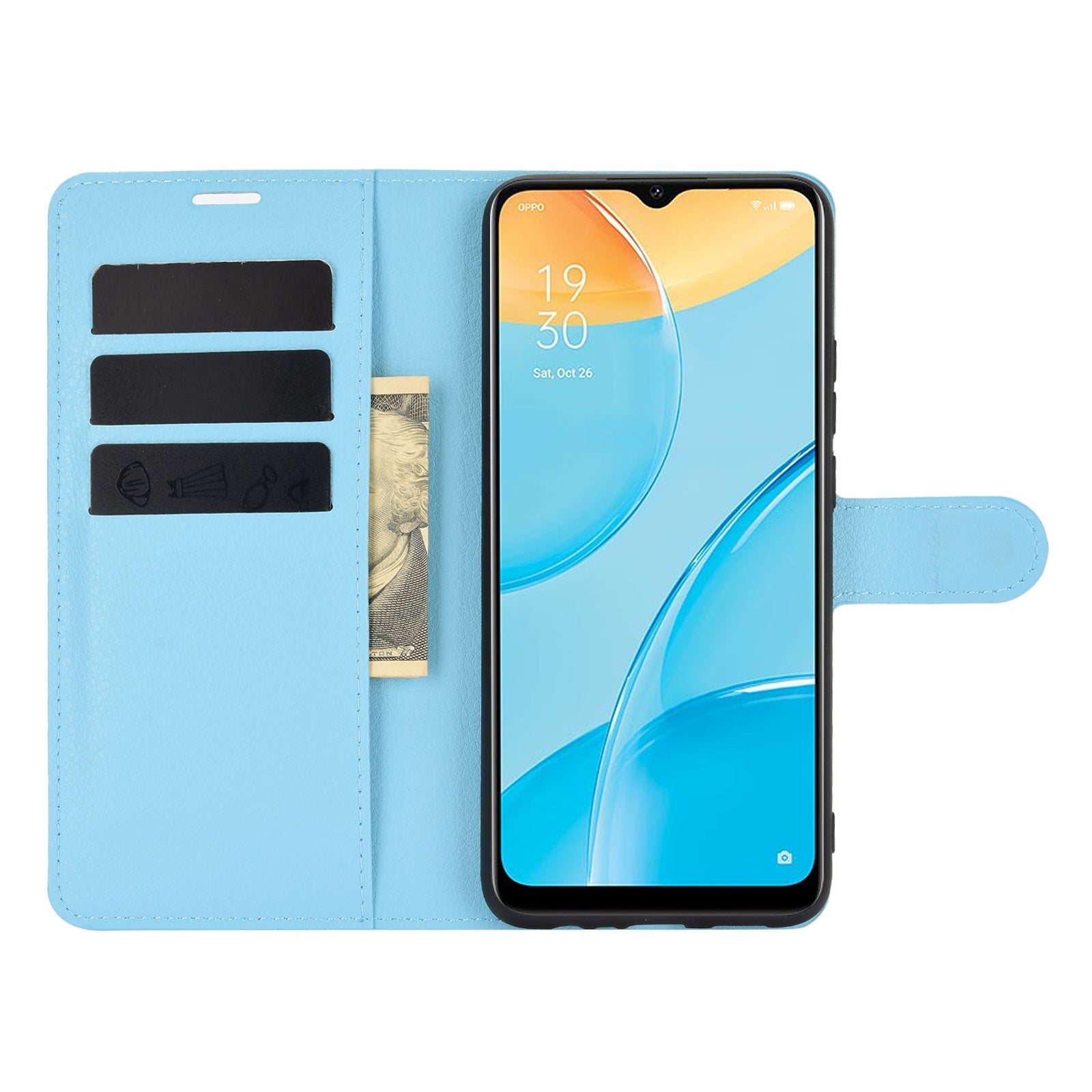 Oppo A15 Pu Wallet Case [Lightblue]