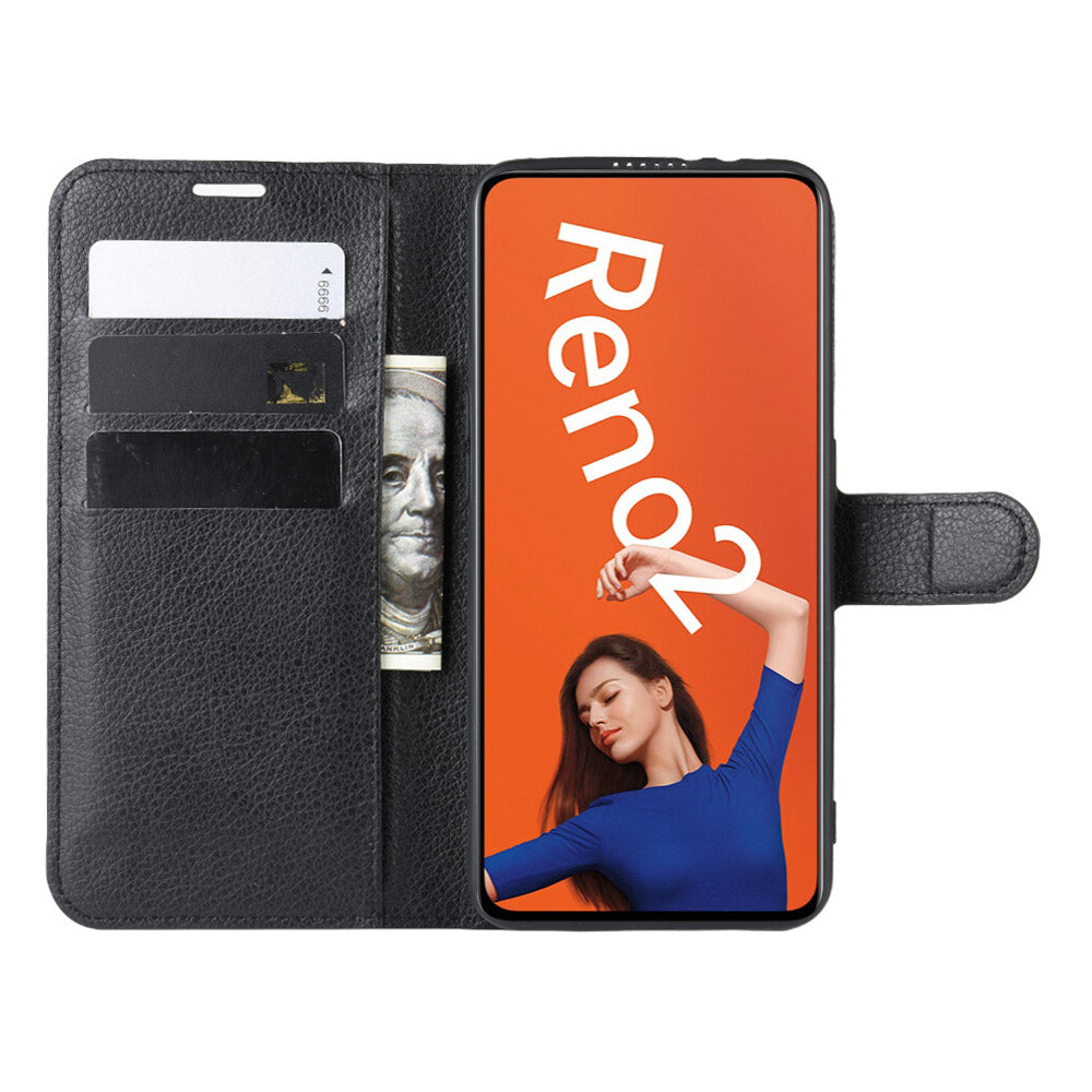 Oppo Reno2 Pu Wallet Case [Black]