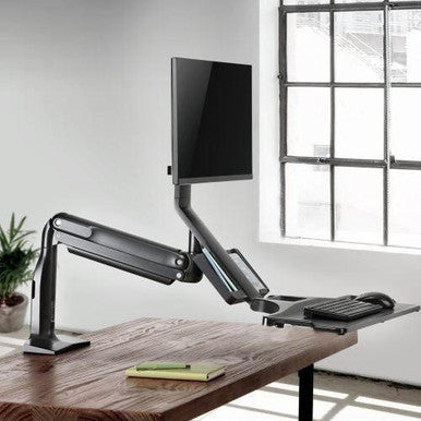 BRATECK 17-32" Single Monitor Gas Spring Sit-Stand Desk Converter DWS21-C01