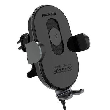 Promate 15W Smart Wireless Car Phone Charger with Automatic AC Clamping POWERMOUNT-15W