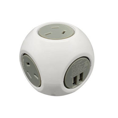 JACKSON 0.9m 4-way mountable power block. 2x USB-A (fast charge 2.1A). Overload protection. Includes mounting plate. Colour White/Grey finish. PT5700