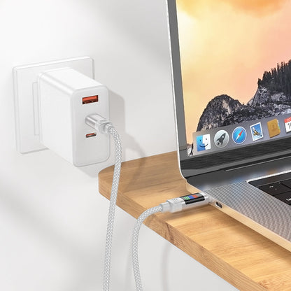 Hoco 100W PD Nylon Braided Metallic USB Cable w/ Dynamic LED - USB C to USB C (U126)