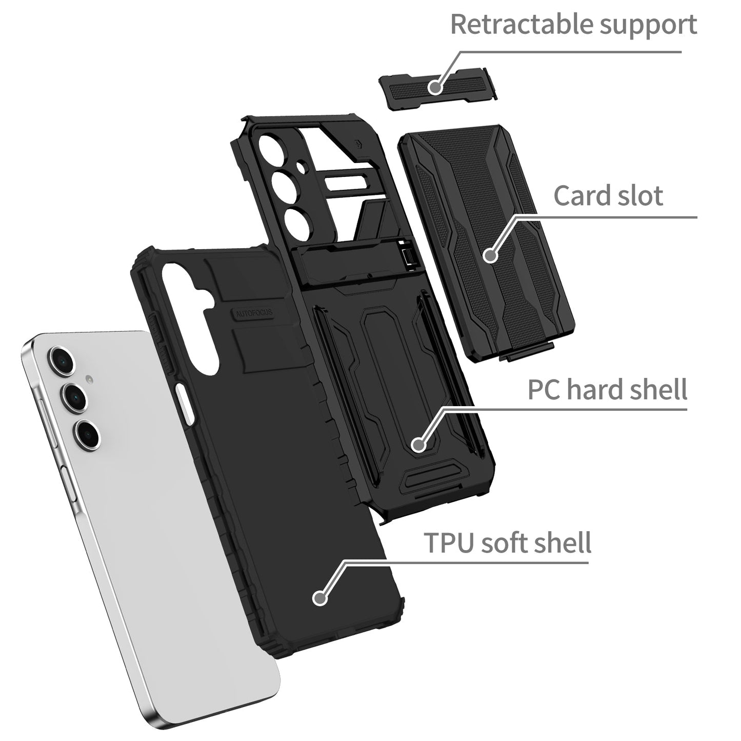 Galaxy A16 5G Kickstand Heavy Duty Case [Black]