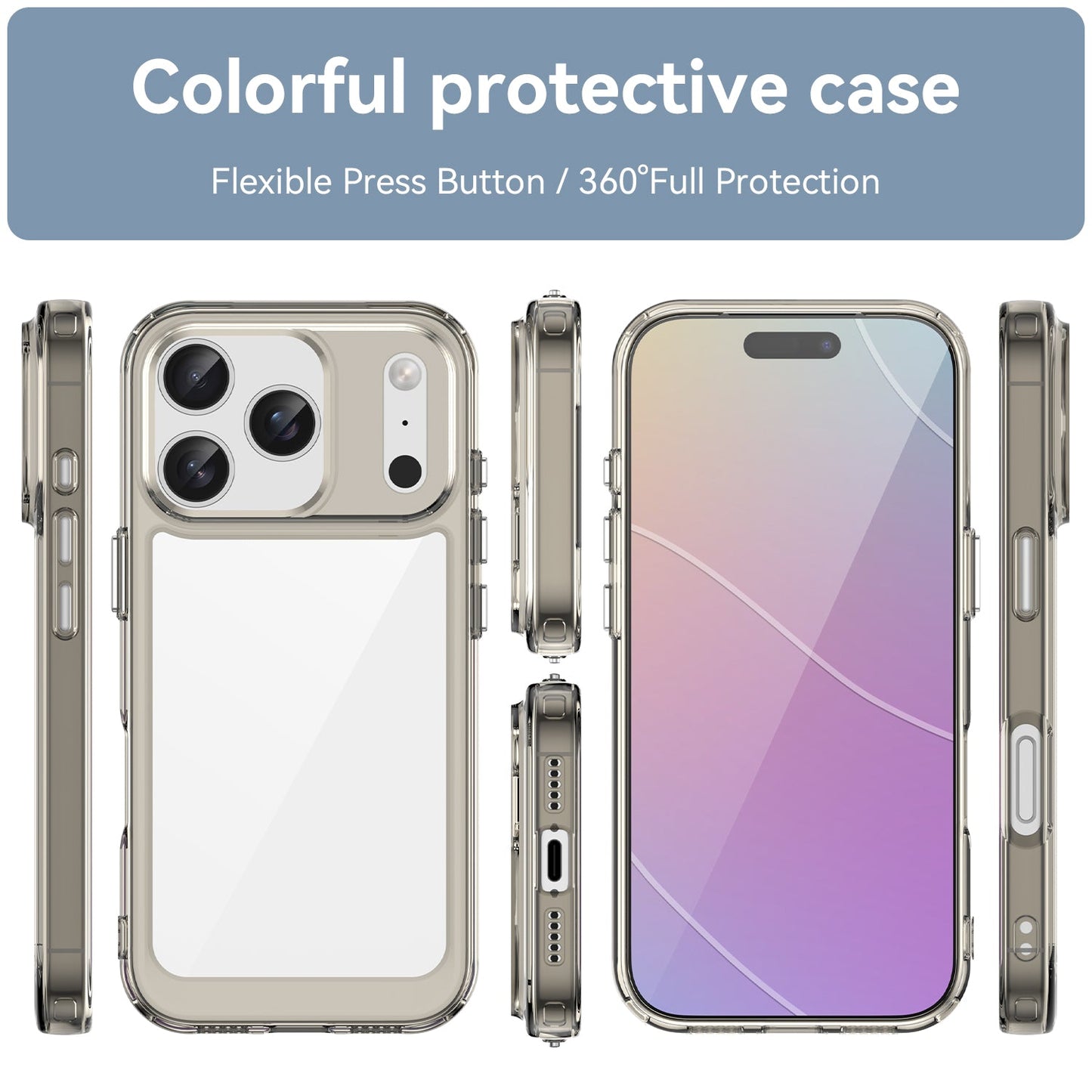 Iphone 17 Pro Soft Gel Case [Clear Grey]