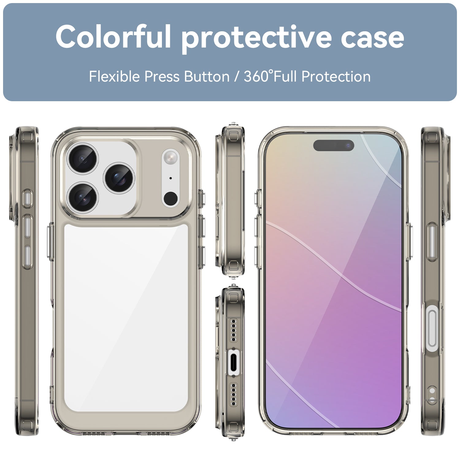 Iphone 17 Pro Soft Gel Case [Clear Grey]