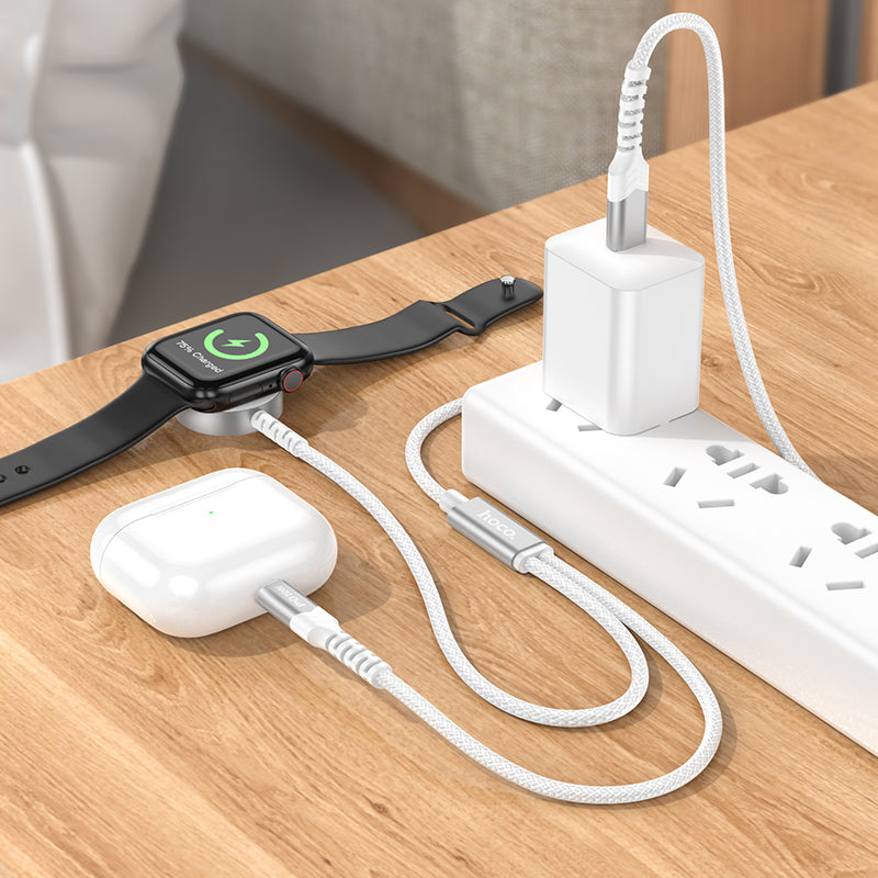 Hoco 2 in 1 USB-C to Lightning & iWatch Charging Cable (CW54)