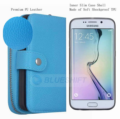 Samsung Galaxy Note 5 Zipper Wallet Case LightBlue