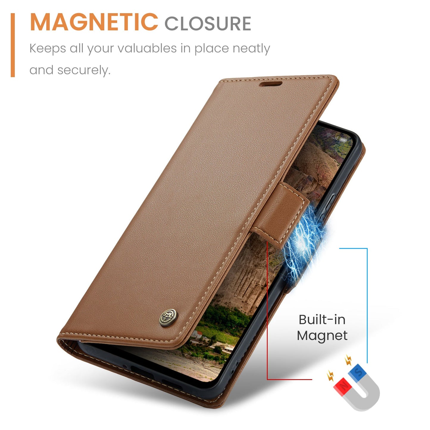 Oppo Reno 13 F 5G Pu Wallet Case [Brown]