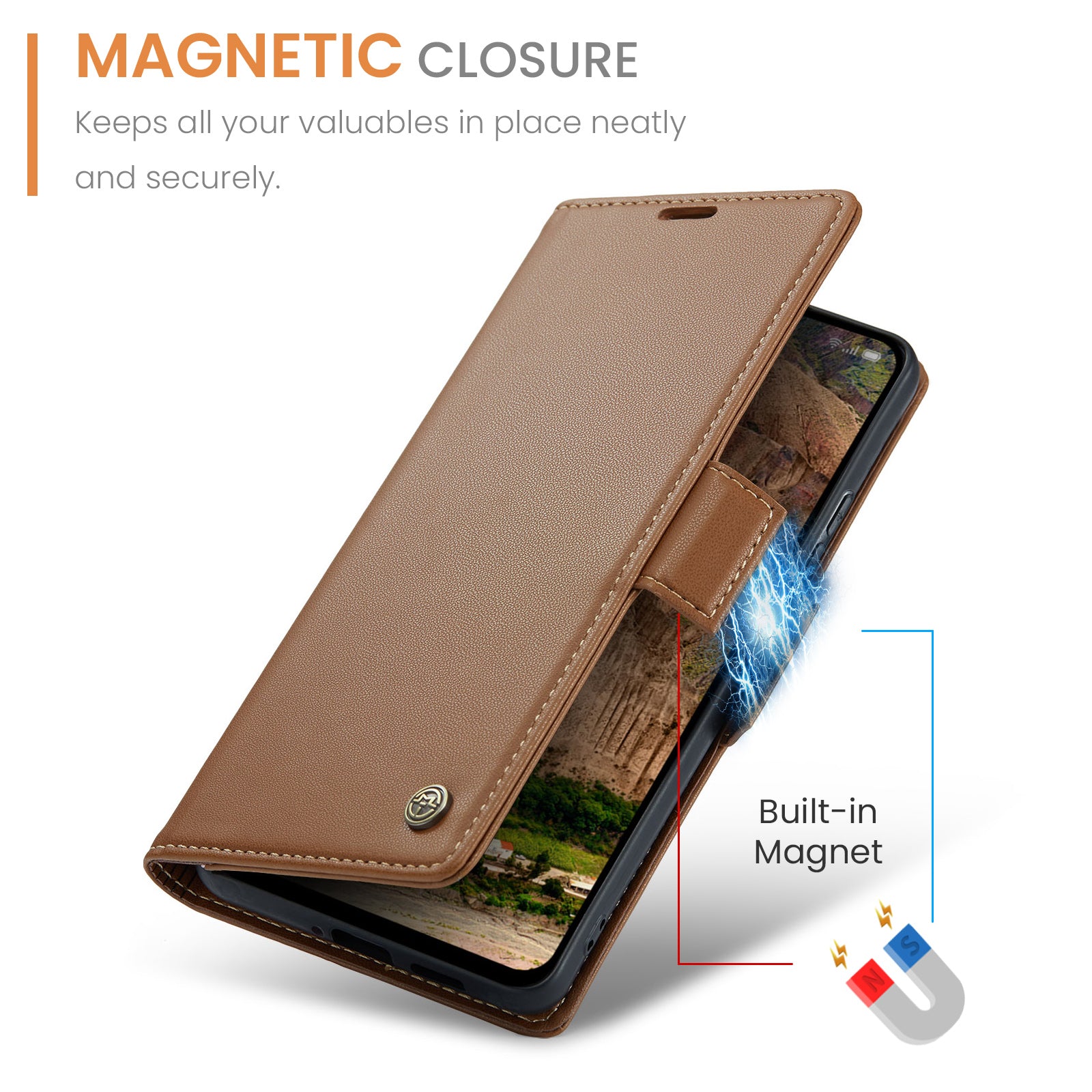 Oppo Reno 13 F 5G Pu Wallet Case [Brown]