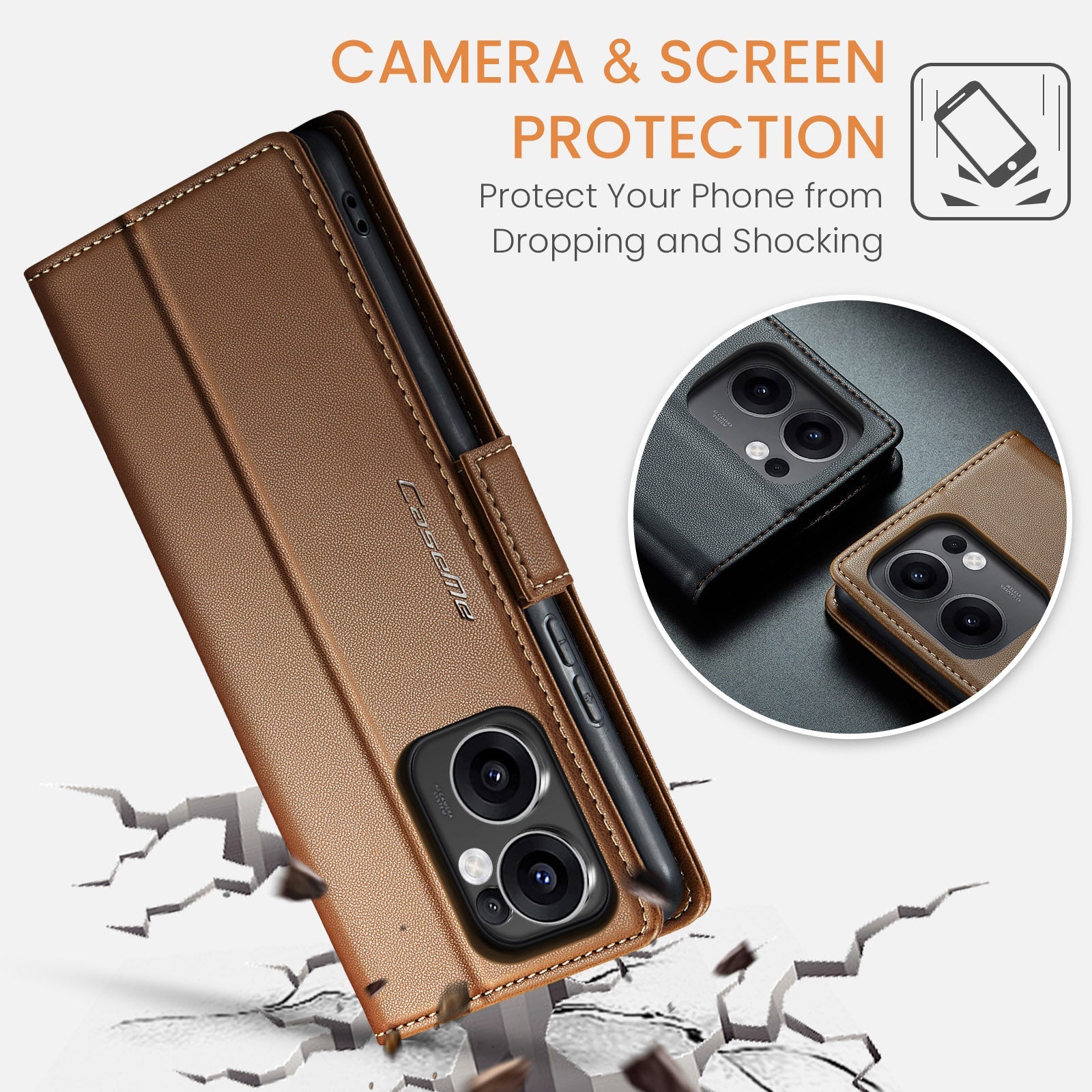 Oppo Reno 13 F 5G Pu Wallet Case [Brown]