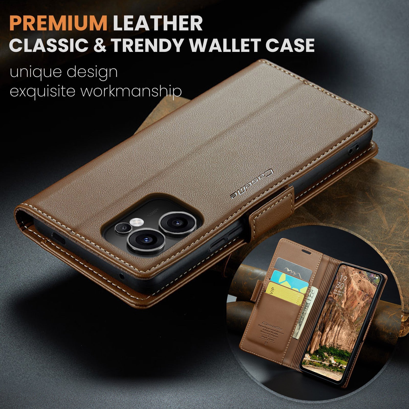 Oppo Reno 13 F 5G Pu Wallet Case [Brown]