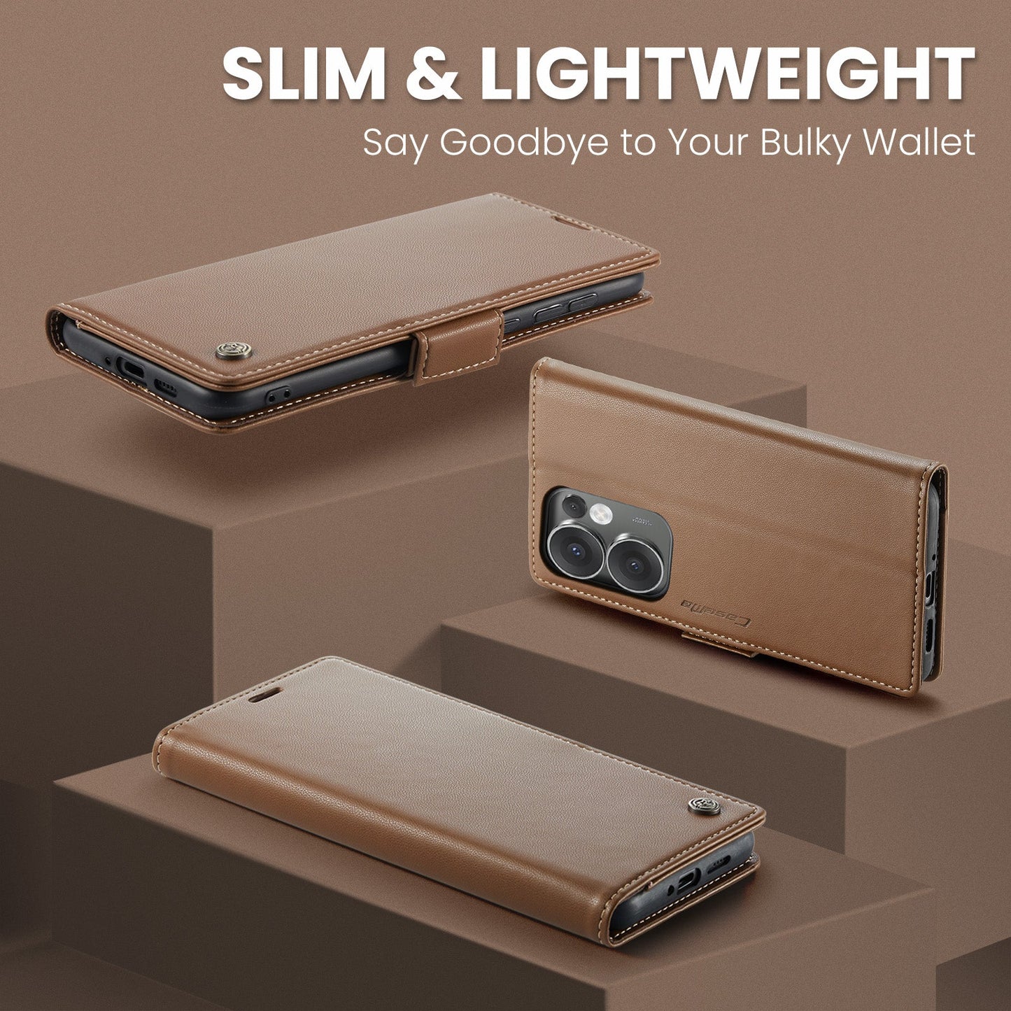 Oppo Reno 13 F 5G Pu Wallet Case [Brown]