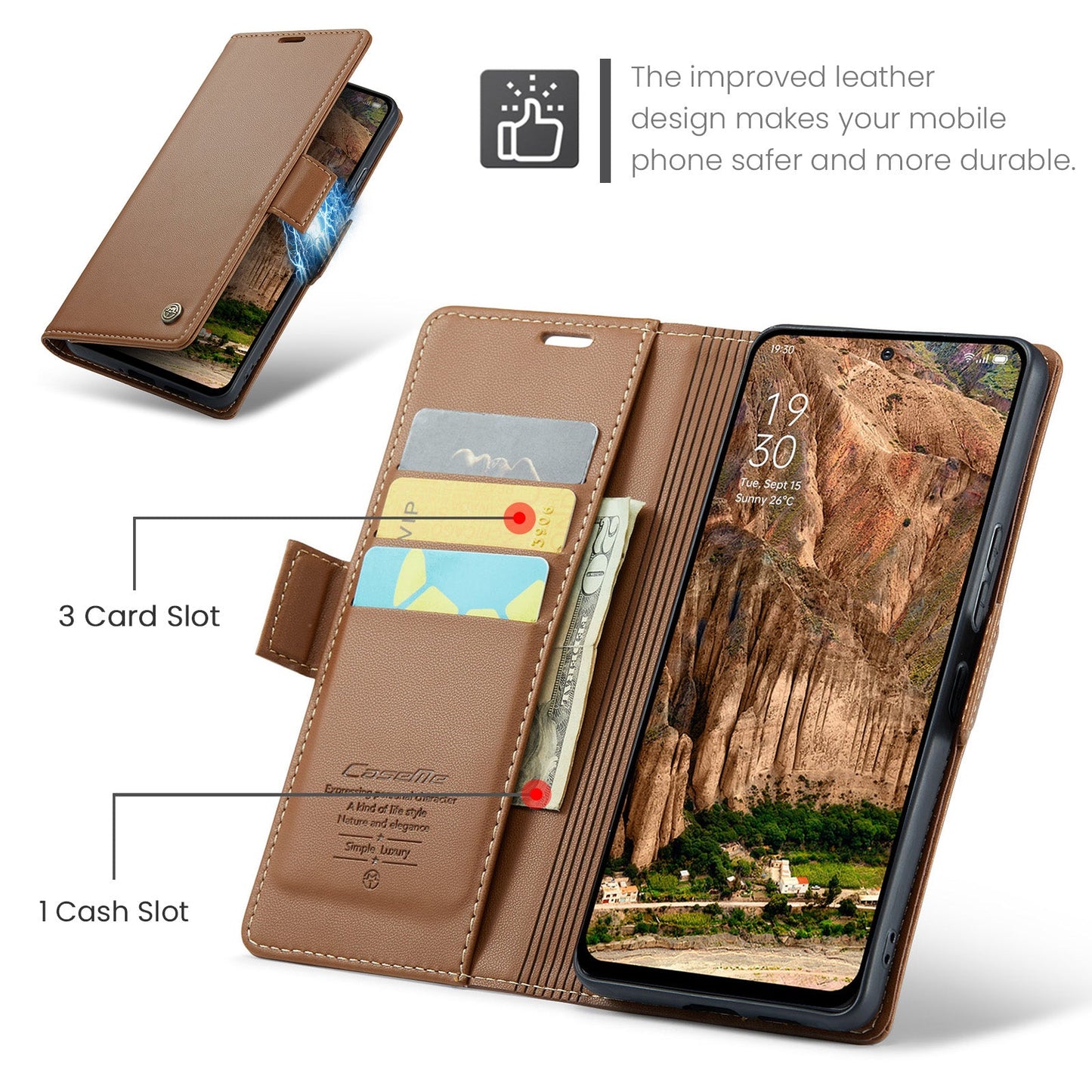 Oppo Reno 13 F 5G Pu Wallet Case [Brown]