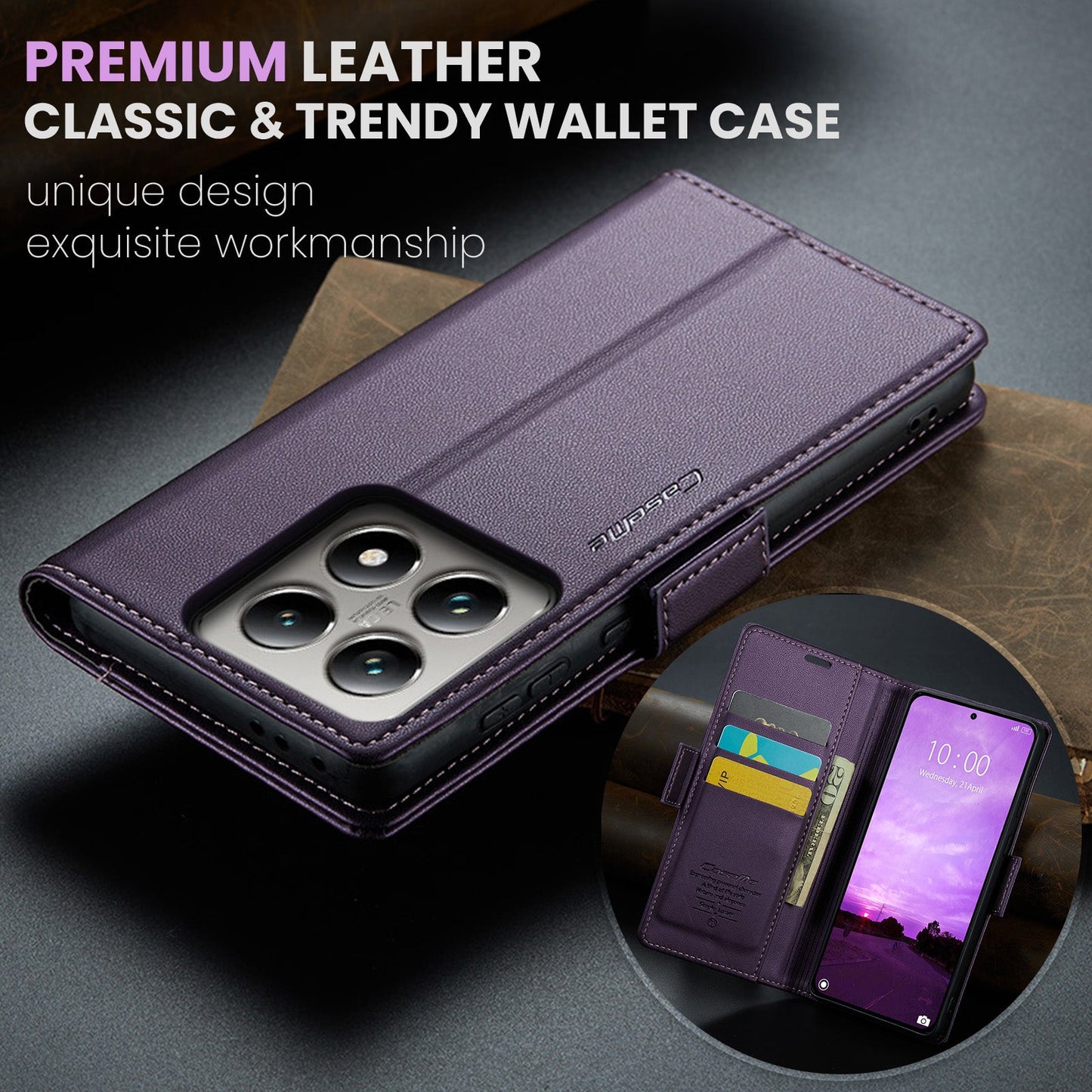 Xiaomi 14T Pro Pu Wallet Case [Purple]