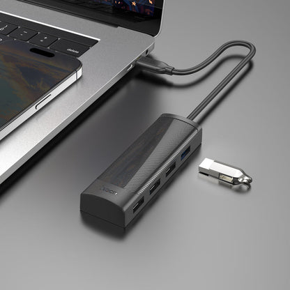 Hoco 4 in 1 USB Expansion Hub (HB41) [ USB-A to 3 x USB-A 2.0 + 1 x USB-A 3.0 (1.2 meter)]