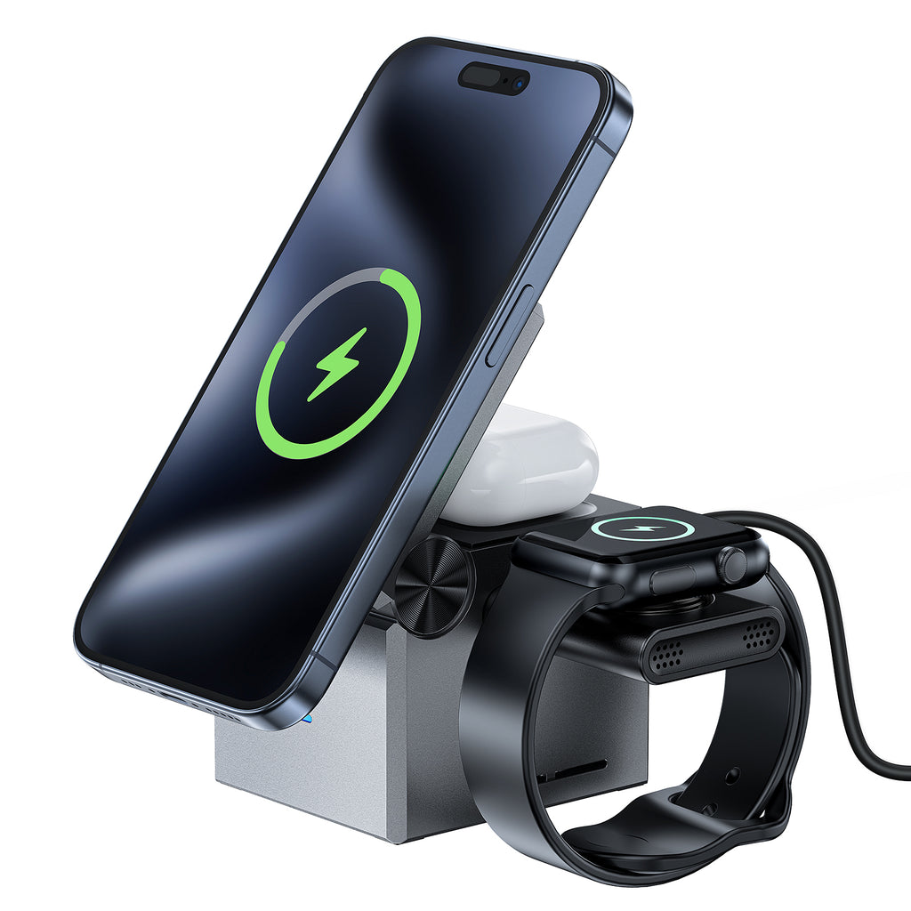 Acefast 23W Premium 3-in-1 Magnetic Wireless Charger w/ Rubic Cube Design, Cooling Vents (E18)